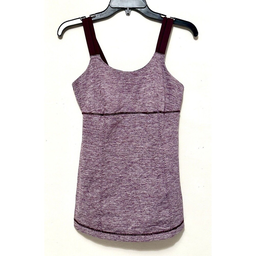 Lululemon Purple Yoga Tank Top Shirt Double Strap Built-in Sports Bra Athletic